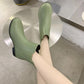 Women's Spring and Autumn Large Size Waterproof Rain Boots Female Solid Color Low Heel Single Boots