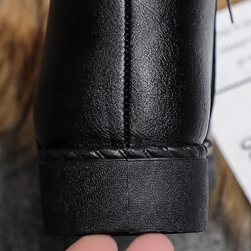 Thicken Middle-aged and Elderly Cotton Shoes Female Winter Mom Shoes Plush Fleece Warm Booties Comfortable Shoes with Non-slip Soft Sole