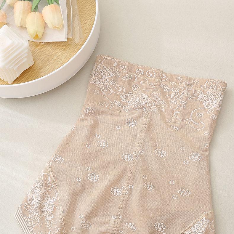 Women's Jacquard Cotton Crotch High-waist Belly Sculpting Underpants Four Seasons Large Size Lace Shapewear Panties
