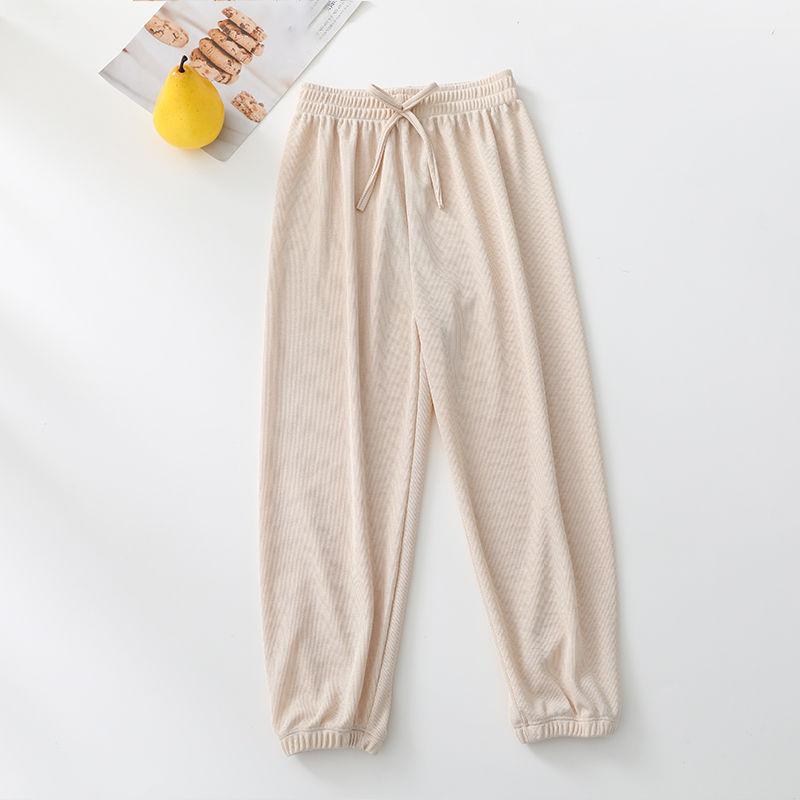 Summer Thin Anti-mosquito Pants Ice Silk Bloomers Female Students Korean Version of Loose and Thin Waist Nine-point Harlan Casual Pants