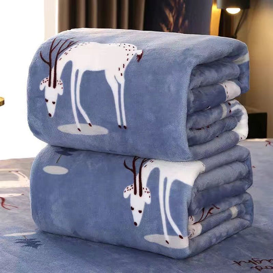 Coral Fleece Blanket Flannel Blanket Sheets Plus Fleece Single Double Dormitory Office Air Conditioning Blanket Soft Thin Blanket