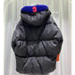 European Goods C Letter Knitted Cuffs Bread Down Jacket Women Winter Short White Duck Down Hooded Thick Loose Jacket