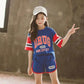 Girls Sports Suit Summer Casual Sweat-absorbing Breathable Short-sleeved Shorts Loose Cool Printing Sports Two-piece Set