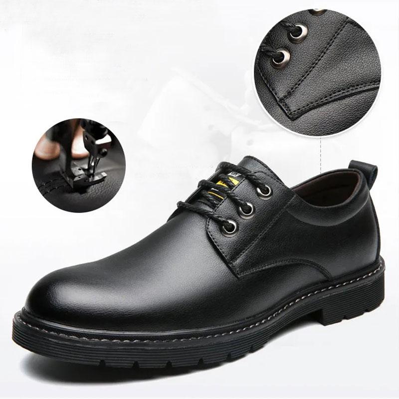Men's Cowhide Leather Shoes Soft Leather Men's Business Shoes Casual Shoes Black Work Shoes Summer Hollow Sweat-absorbent Husband Shoes Dad Shoes