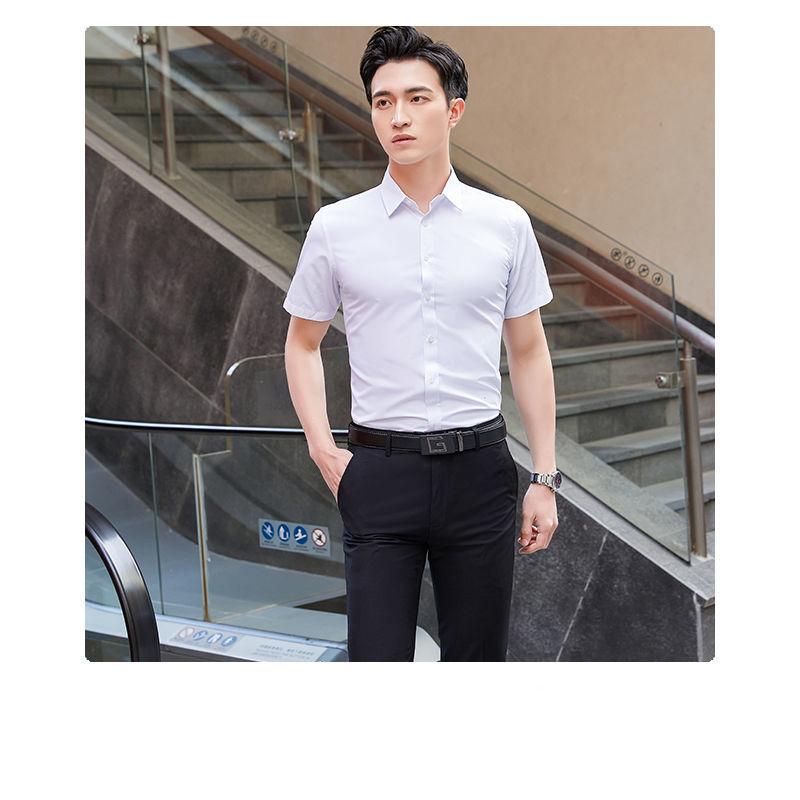 Men's Short-sleeved Shirt Professional Wear Summer White Self-cultivation Tooling Business Sales Solid Color with The Same Paragraph Non-iron