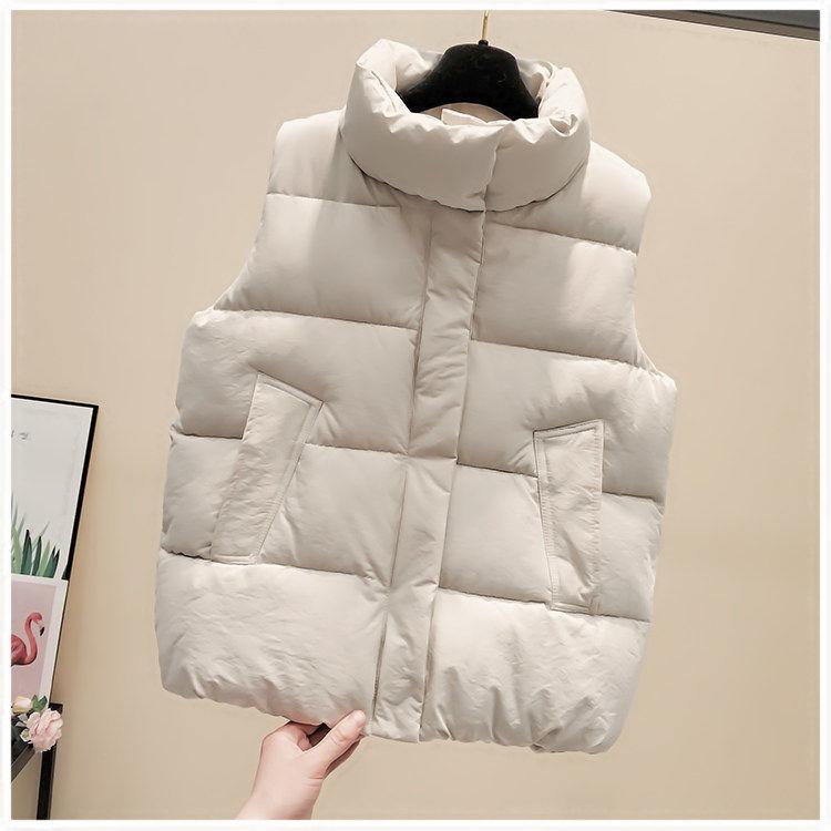 Autumn and Winter Short Plus Size Down Cotton Vest Fashion Casual Loose Jacket Sleeveless Simple Female Vest