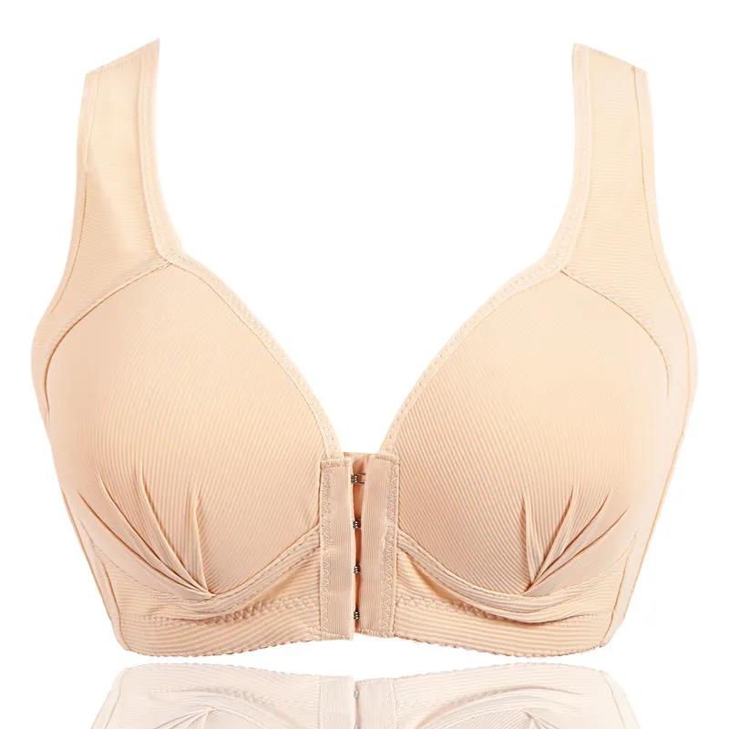 Women Push Up Soft Front Closure Solid Color Bra