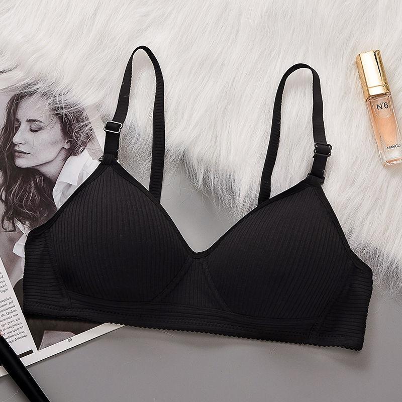 High School Students Pure Cotton Women's Underwear Student Girl Bra Developmental Thin No Steel Ring Shaped Gather Bra