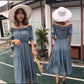 Fashion Boho Off Shoulder Floral Ruffle Hem Belted Summer Long Dress A Line Party Elegant Dresses