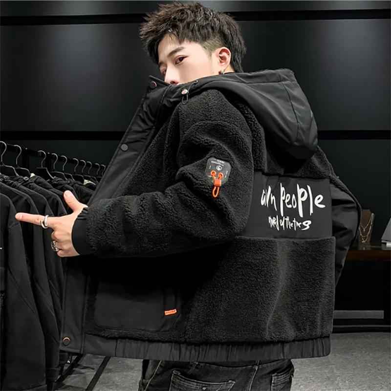 Men's Lamb Plush Jacket Winter Padded Coat Youth Jackets Trend All-match Loose Jacket