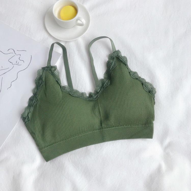Korean Version Pure Desire Style Lace Bra No Steel Ring Wrapped Chest Anti Light Hanging Belt Bottomed Vest Bra