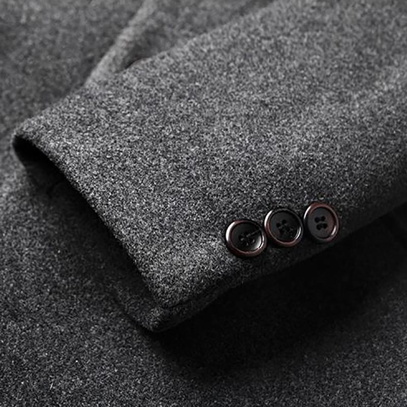 Winter Trench Coats Wool Warm Long Jackets for Men 2021 New Fashion Solid Stand Collar Slim Plus Size Male Windbreaker Coat Thicken Casual Mens Trench