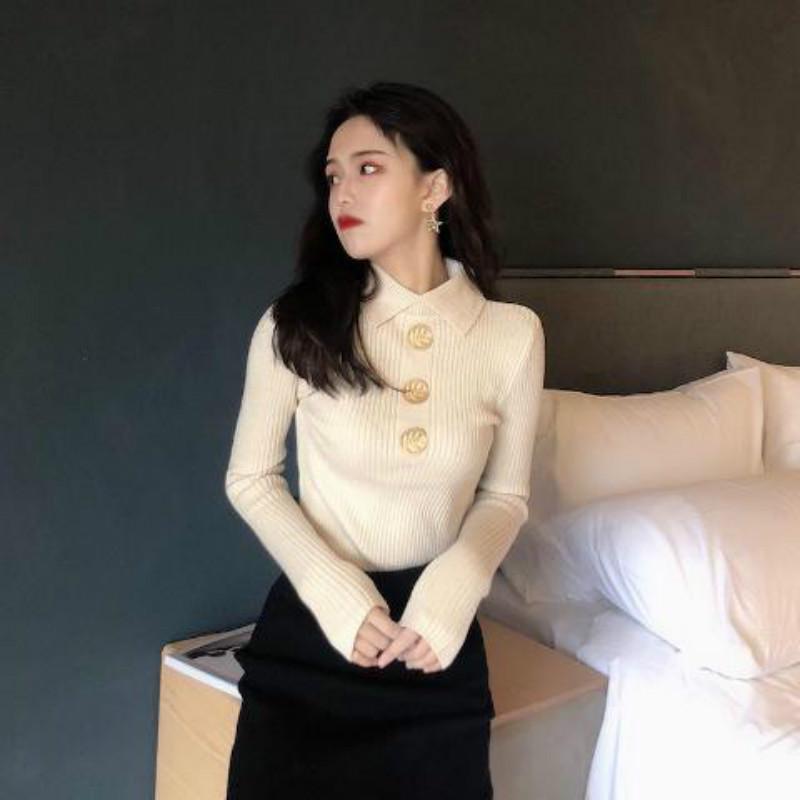 Long Sleeve Bottoming Shirt Winter Joker Slim Fit Thin Thick Cored Yarn Lapel Sweater