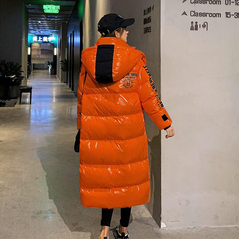 Glossy Wash-free Winter Padded Coat Women's Mid-length Over-the-knee Loose Bread Coat Thick Padded Coat