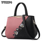 Handbags Women PU Leather Shoulder Bag Embroidery Flower Handbag