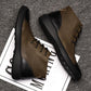 Autumn and Winter Men's Short Boots Cowhide Boots Retro Shoes All-match Leather Cotton Shoes Plus Velvet