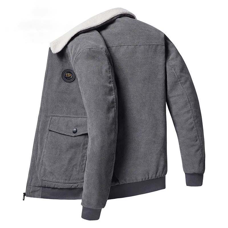 Winter Plus Velvet Padded Jacket Men's Loose Casual Tooling Multi-pocket Corduroy Jacket Men