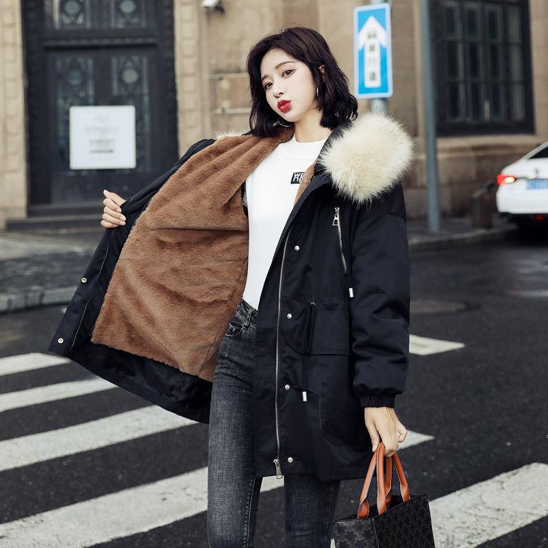 Winter Women's Mid-length Fashion Waist Coat Windbreaker Student Version Detachable Cotton Jacket