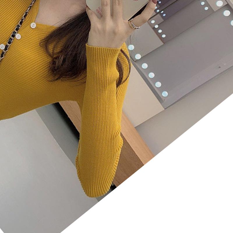 V-neck Solid Color Button Long-sleeved Knitted Bottoming Shirt Tops Women Spring and Autumn New Slim All-match Cardigan Casual Jacket