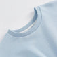 Blue Irregular Sweatshirts Women's Spring and Autumn Round Neck Pullover Short Top Design Sense