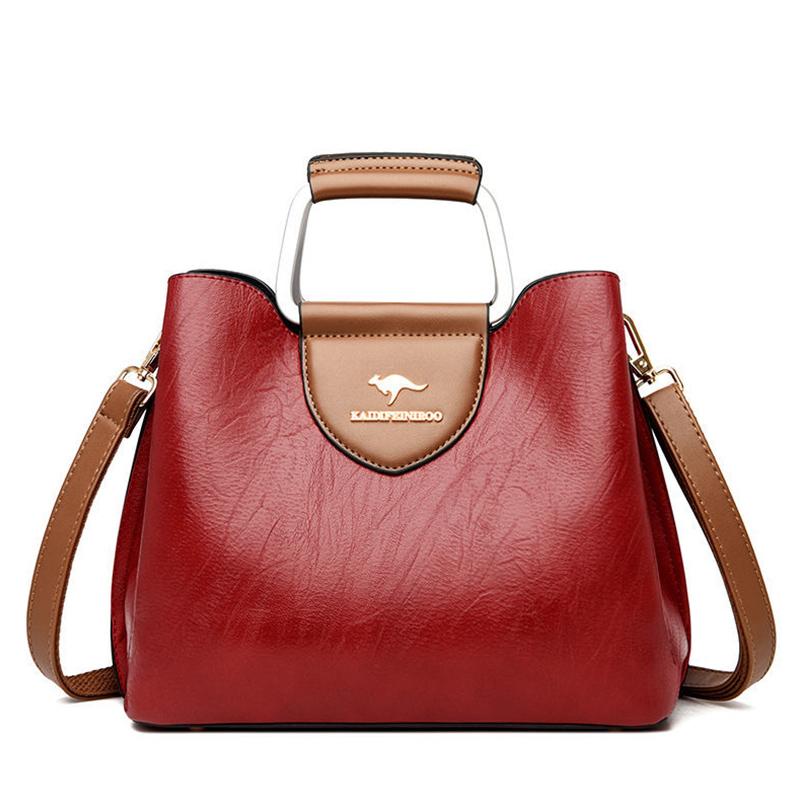Genuine Leather Bag Women's Fashion Middle-aged Handbag Soft Leather Mother Shoulder Bag Cowhide Messenger Bag