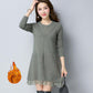 Plus Thick Autumn and Winter Sweater Women Loose and Warm Mid-length Bottoming Shirt Round Neck Knitted Lace Sweater Dress
