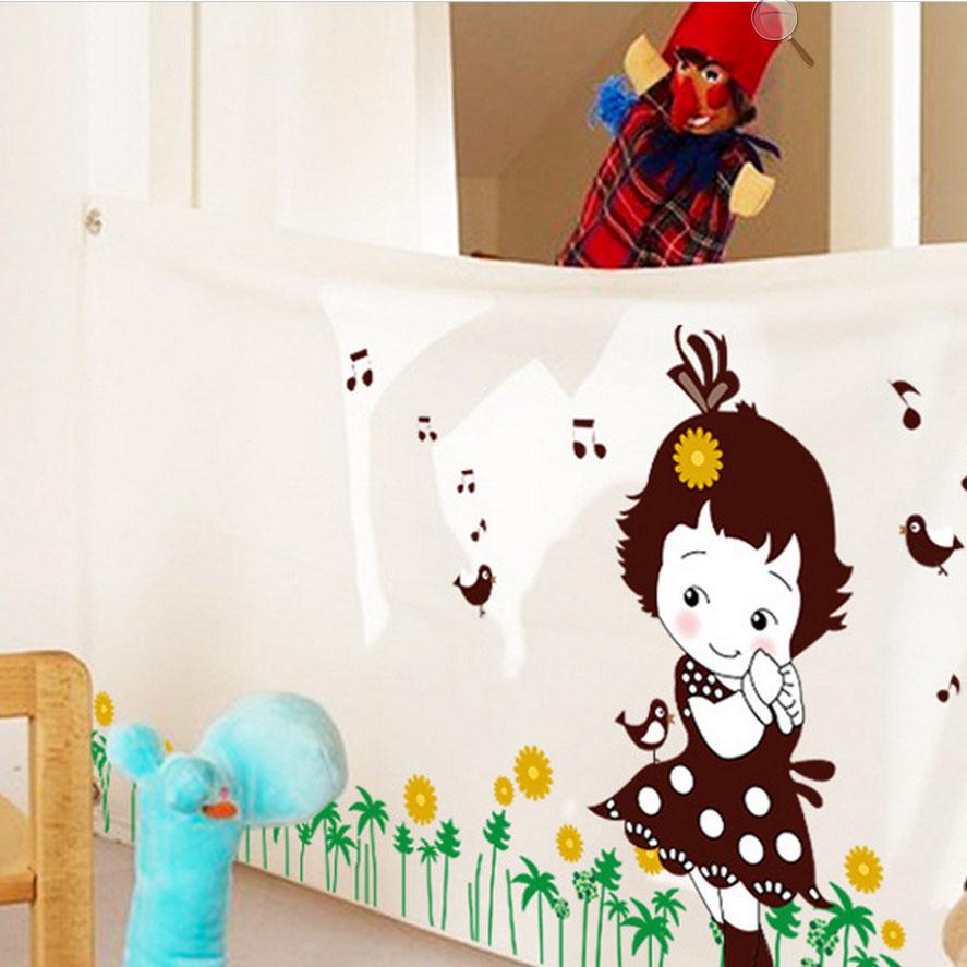 Grass girl fifth generation removable wall sticker PVC transparent film
