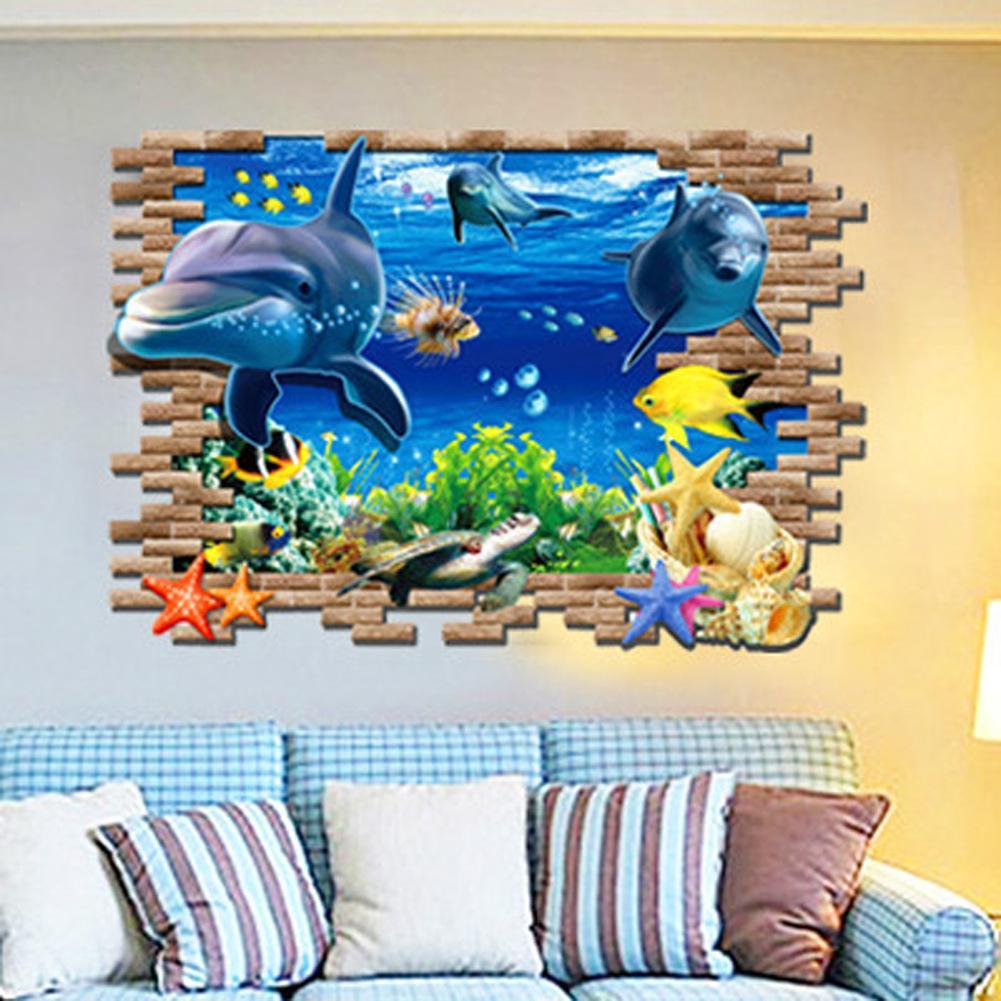 The Undersea World 3d Stereo Poqiang Stickers Children Room Bedroom Sofa Background Decoration Stick