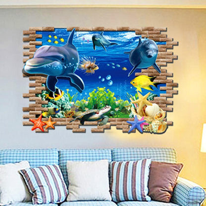 The Undersea World 3d Stereo Poqiang Stickers Children Room Bedroom Sofa Background Decoration Stick