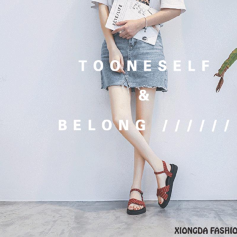 Summer Sandals Female Students  College Style Flat Sandals Female Outer Wear Fashion Thick-soled Roman Sandals Women