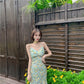 Female Summer Strapless Mid Length Elegant Party Dress Printed Pleated Graceful Slim Club Dress