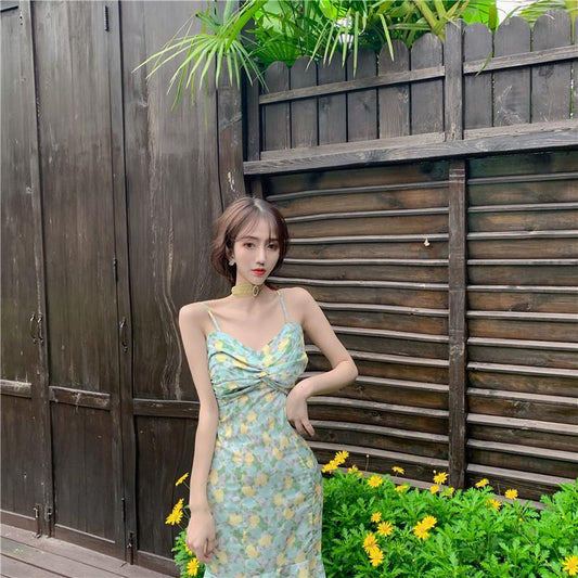 Female Summer Strapless Mid Length Elegant Party Dress Printed Pleated Graceful Slim Club Dress