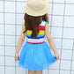 Girls Kids Rainbow Striped Tutu Dress Princess Sleeveless Mesh Dresses Summer Casual