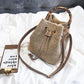 Handbag Women's Straw Woven Bucket Bag Summer Travel Beach Shoulder Messenger Bag