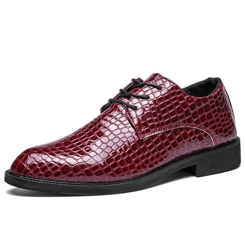 Men's Shoes Alligator British Pointed Men's High Heeled Shoes Personality Heightening Shoes Hair Stylist European Men's Shoes
