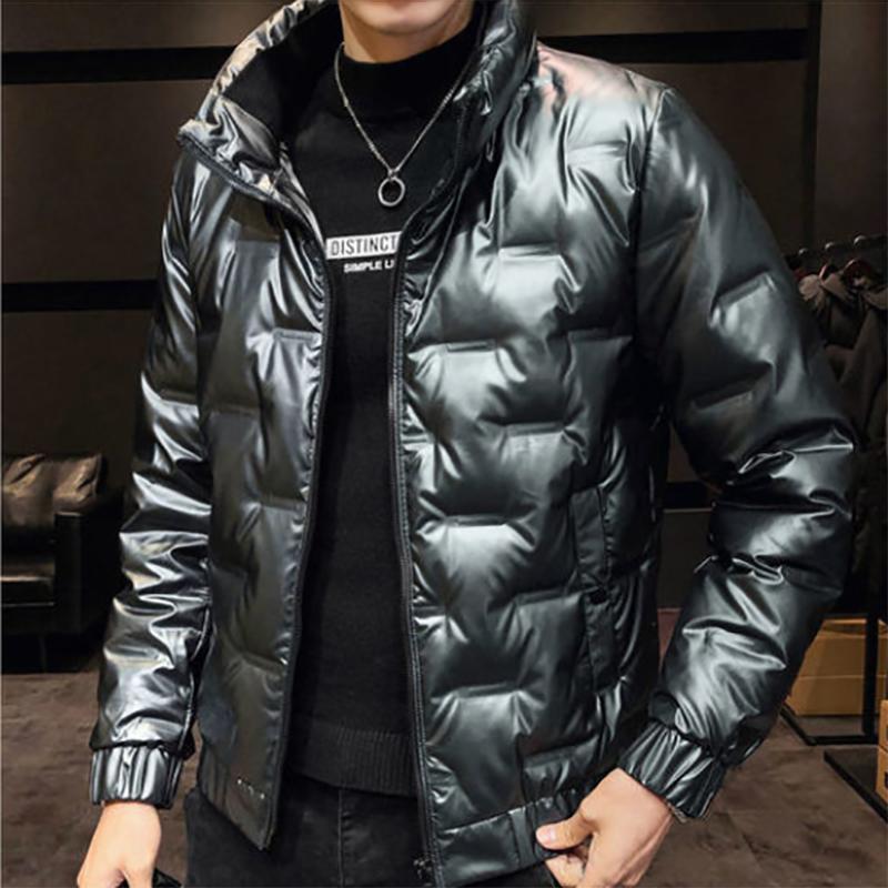 Men's Down Jacket Autumn and Winter Jackets Short Trend Stand-up Collar Fashion Shiny Coat for Men