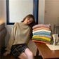 Autumn and Winter Casual Jacket Loose Solid Color Blouse Half High Neck Knitted Young Women Sweater