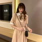 College Style French Retro Slim Waist Temperament Dress Female Student Short-sleeved Mid-length Skirt A-line Skirt