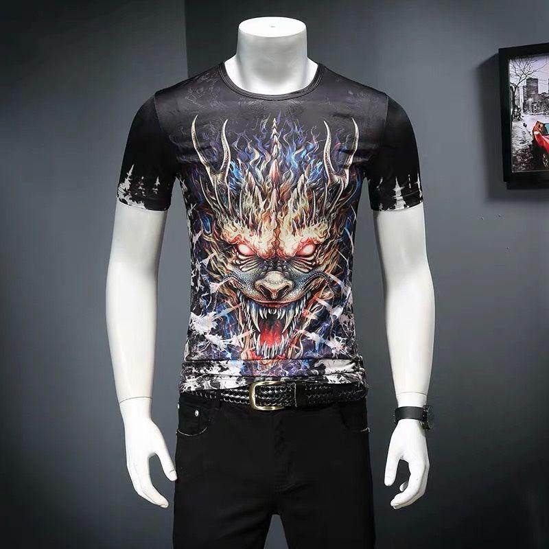 WTEMPO T-Shirt Men Shirt Summer Print Hip Hop T-Shirt Slim Casual Tops