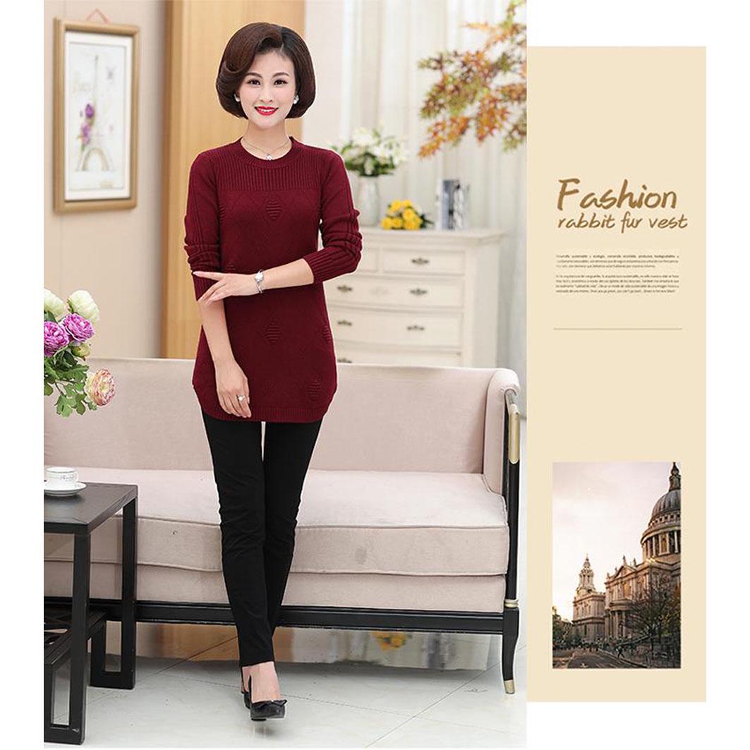 Long sleeve Thick Plus Velvet Sweater Women's Mid-length Loose-Fit Large Size Pullover Knit
