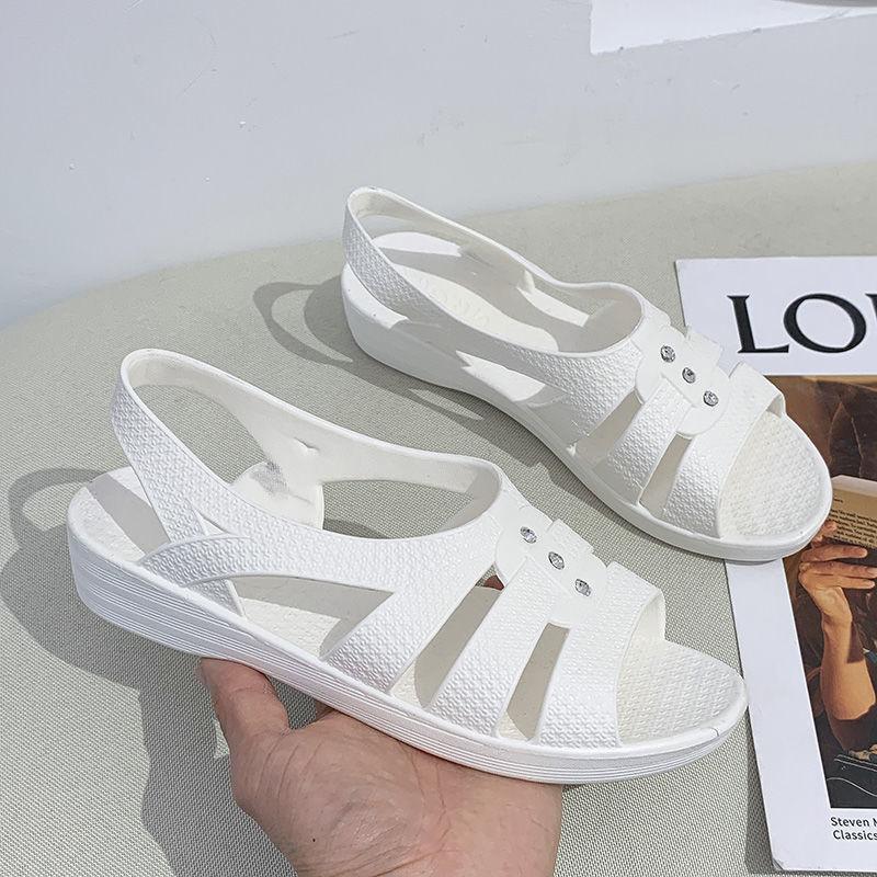 Sandals Female Summer Simple Slope with Non-slip Plastic Soft Bottom Thick Heel Middle-aged Mother Sandals Outside The Workshop