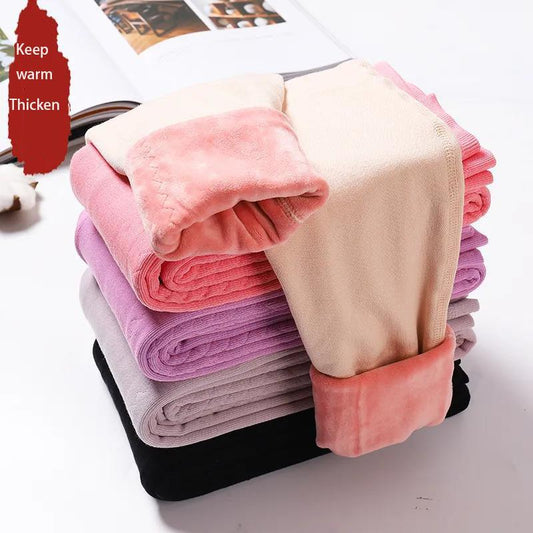 Warm Pants Women's Long-length Trousers Cotton Trousers Thickening and Velvet Slimming In Autumn and Winter High-waisted  Bottoming Cotton Wool Pants