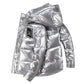 White Duck Down Men's Down Jacket Winter Fashion Trend Stand-up Collar Shiny Face Slim Black Jacket