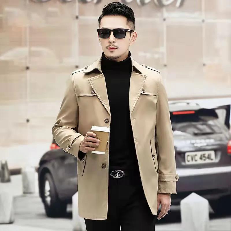 Autumn and Winter Young Middle-aged Business Men's Plus Size Casual Mid-length Jacket