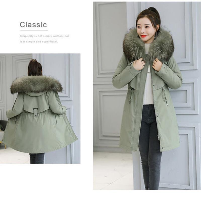 Pai Overcome The Padded Coat Women's Mid-length Plus Size Thick Warmth-keeping Slim-fitting Cotton-padded Jacket Plus Velvet Windshield Cotton Jacket