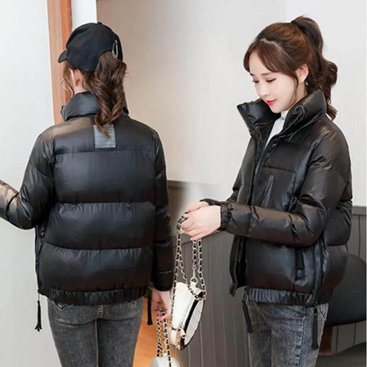Glossy Down Coat Women's Short Loose Bread Coat Winter Coat Student Padded Jacket