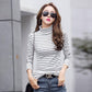Autumn and winter new Slim shirt long-sleeved T-shirt high collar striped tight bottoming shirt