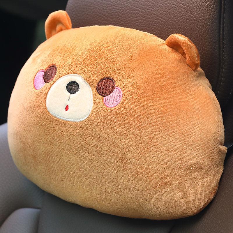 Cute Animal Car Neck Pillow and Lumbar Pillow Seat Support Pillow Breathable Relaxation Artifact