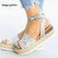 35-43 Yard Leopard Pattern Hemp Rope Female Casual Sandals Thick Bottom Comfortable Sandals