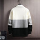 Half Turtleneck Sweater Men's Spring Autumn and Winter Handsome Color Matching Sweater Trendy Casual Youth Warm Sweater